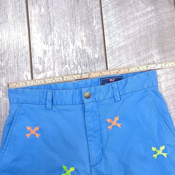 Vineyard Vines Shorts Mens 30 Breaker Fish Bone Blue Cotton Beach Travel - Picture 5 of 9